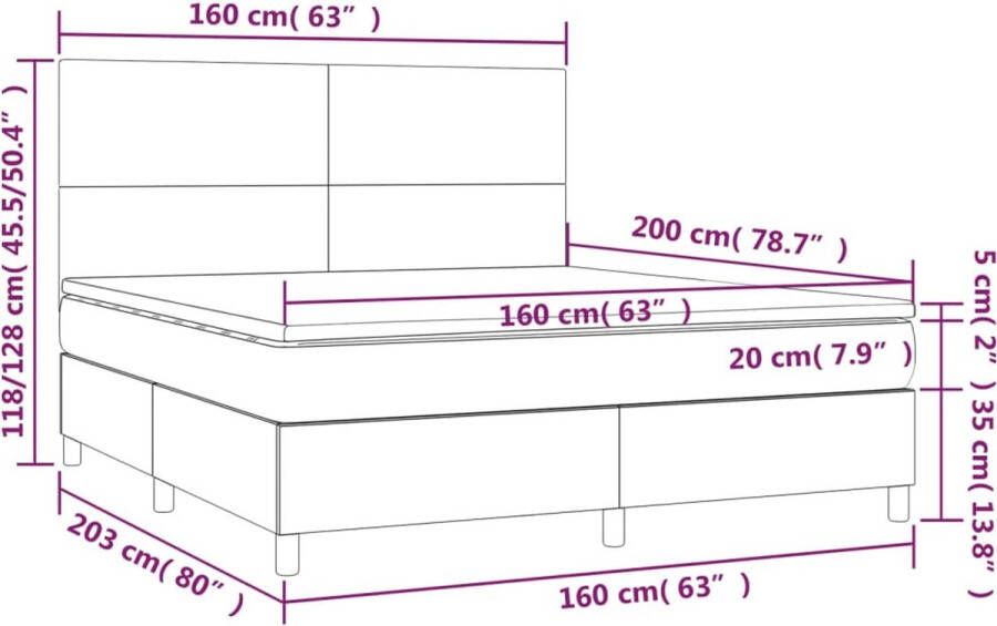 VidaXL -Boxspring-met-matras-stof-donkergrijs-160x200-cm