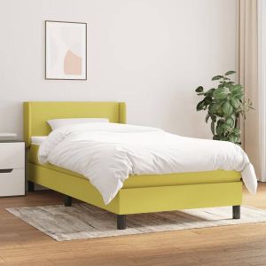 VidaXL Boxspring met matras stof groen 90x200 cm