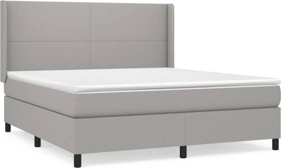 VidaXL -Boxspring-met-matras-stof-lichtgrijs-160x200-cm