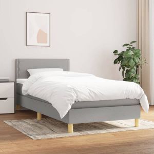 VidaXL Boxspring met matras stof lichtgrijs 90x190 cm