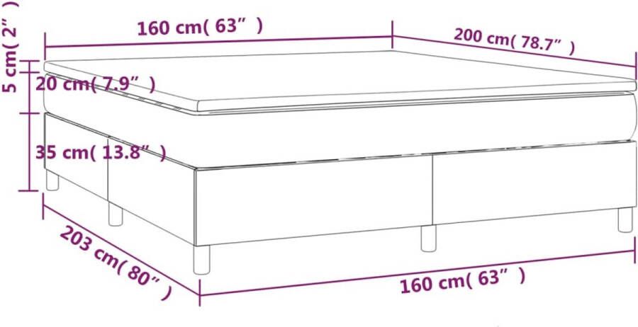 vidaXL -Boxspring-met-matras-stof-taupe-160x200-cm