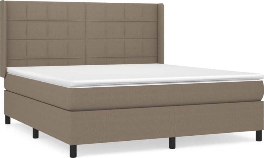 VidaXL -Boxspring-met-matras-stof-taupe-160x200-cm