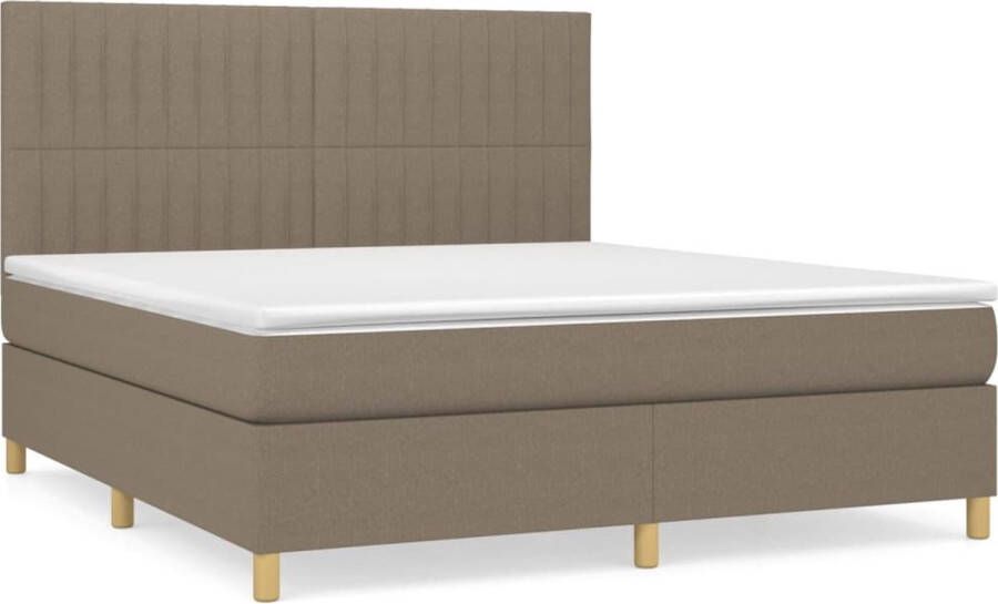 VidaXL -Boxspring-met-matras-stof-taupe-180x200-cm