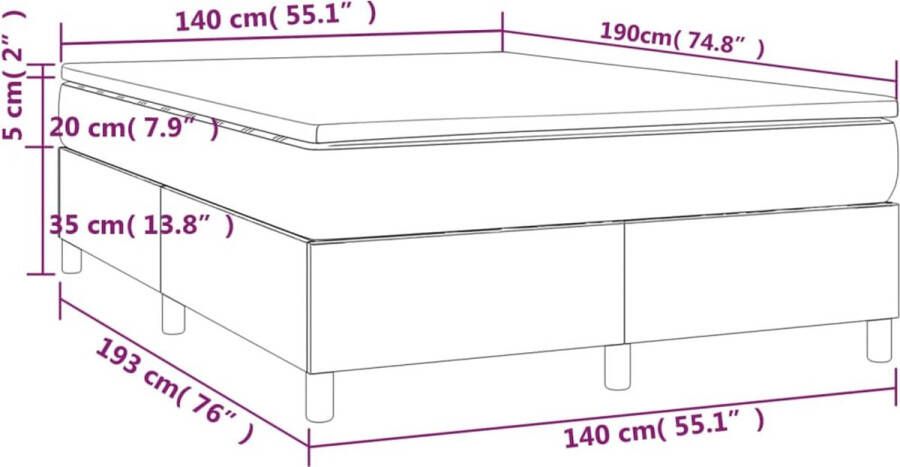 Vida XL Boxspring met matras stof zwart 140x190 cm SKU: V3144417