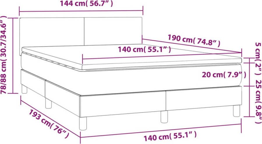 vidaXL -Boxspring-met-matras-stof-zwart-140x190-cm