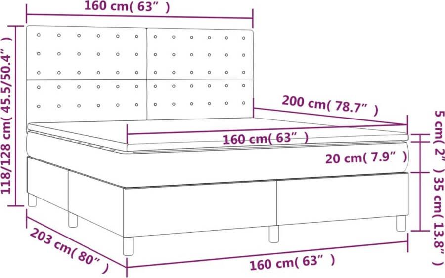 VidaXL -Boxspring-met-matras-stof-zwart-160x200-cm