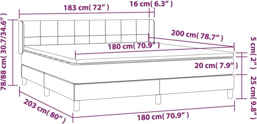 VidaXL -Boxspring-met-matras-stof-zwart-180x200-cm