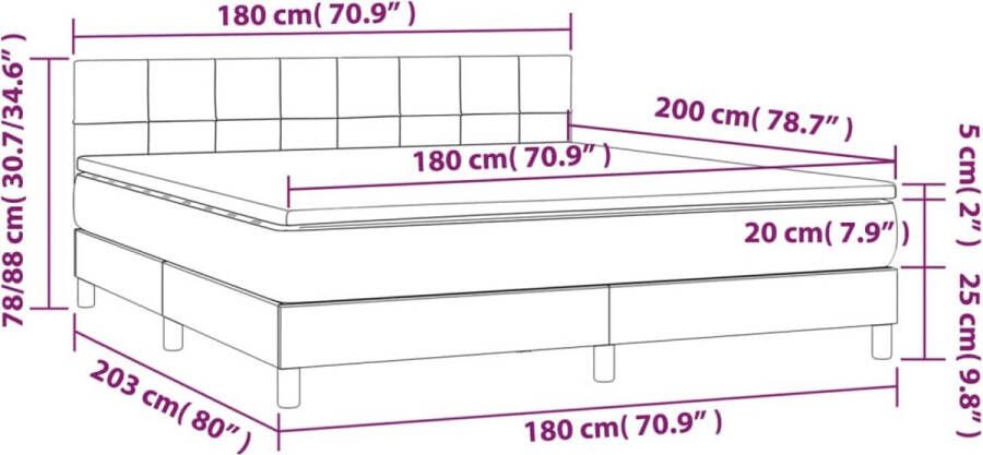 VidaXL -Boxspring-met-matras-stof-zwart-180x200-cm