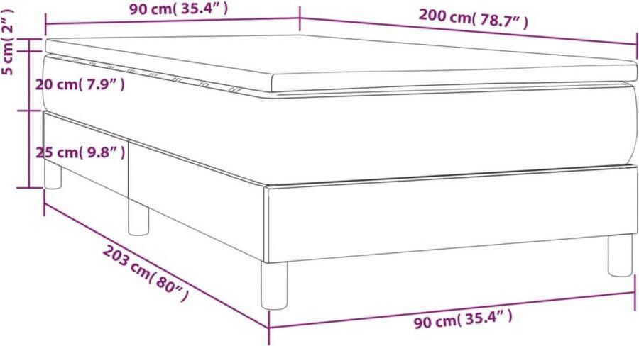 VidaXL -Boxspring-met-matras-stof-zwart-90x200-cm