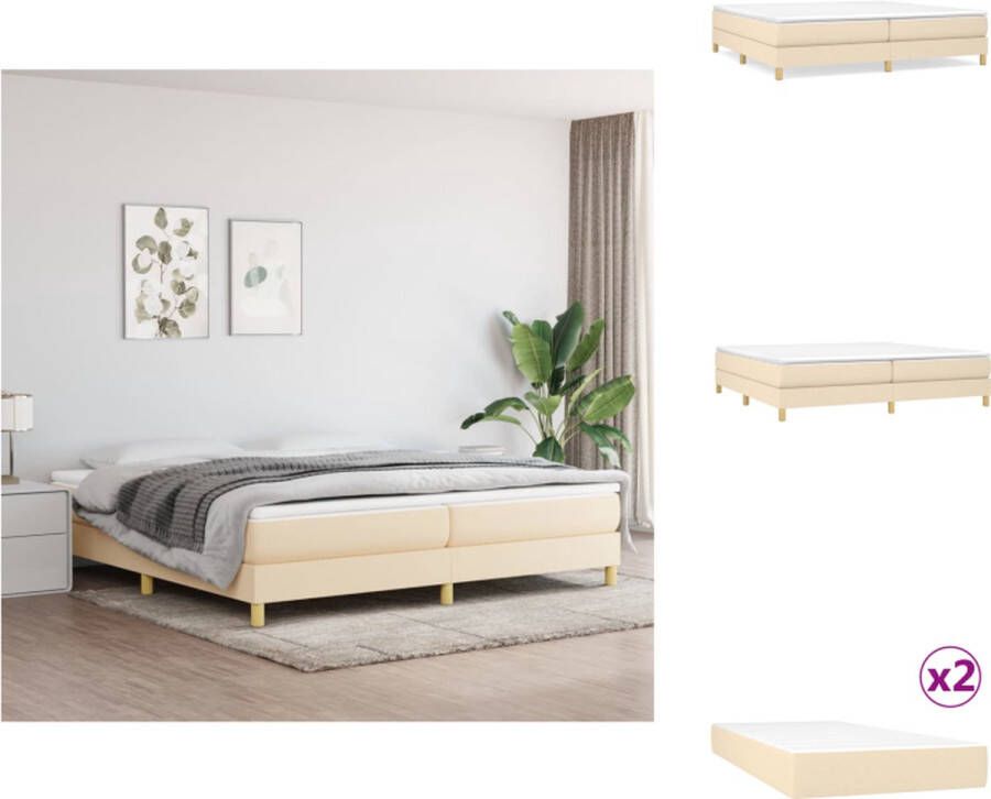 VidaXL Boxspring Premium 203 x 200 cm Duurzaam Pocketvering Middelhard Huidvriendelijk Multiplex Crème 1x Bedframe 2x Matras 1x Topmatras Bed