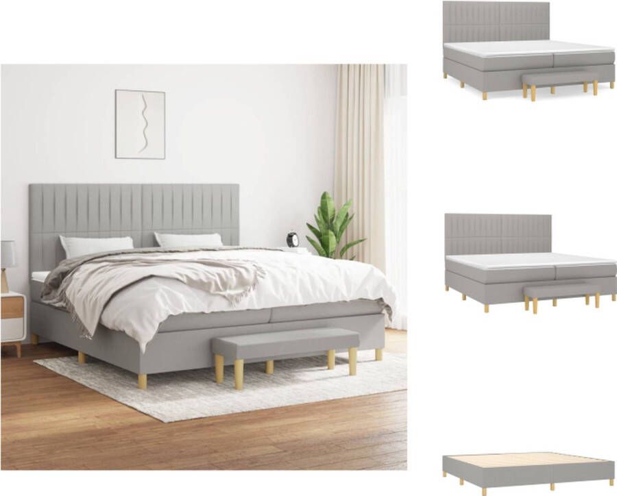 VidaXL boxspringbed 203 x 200 x 118 128 cm Duurzaam materiaal praktisch hoofdbord comfortabele ondersteuning pocketvering matras middelharde ondersteuning huidvriendelijk topmatras multifunctioneel bankje Bed