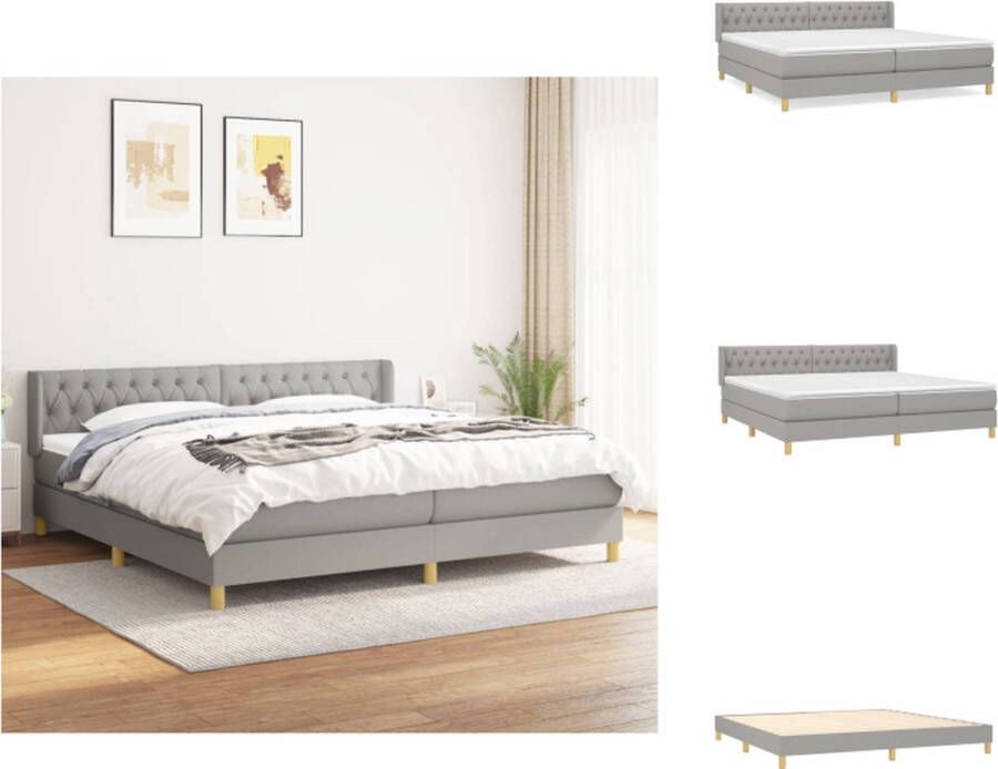 VidaXL Boxspringbed Bed 203 x 203 cm Duurzaam materiaal Praktisch hoofdbord Comfortabele ondersteuning Pocketvering matras Middelharde ondersteuning Huidvriendelijk topmatras Bed