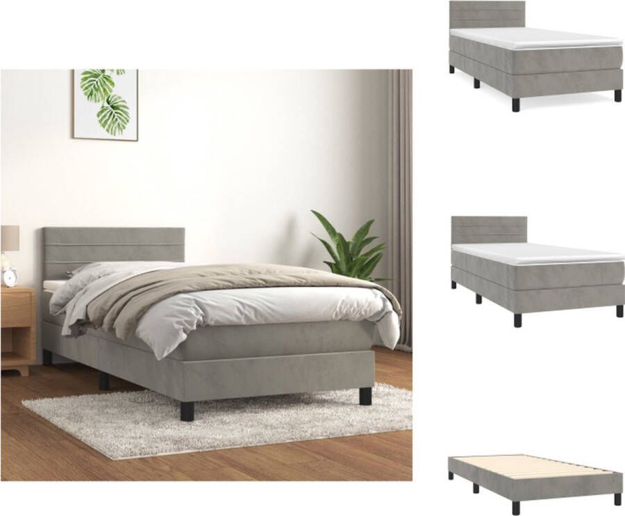 VidaXL Boxspringbed Bed 203x100x78 88 cm Zacht fluweel Praktisch hoofdbord Pocketvering matras Middelharde ondersteuning Huidvriendelijk topmatras Bed