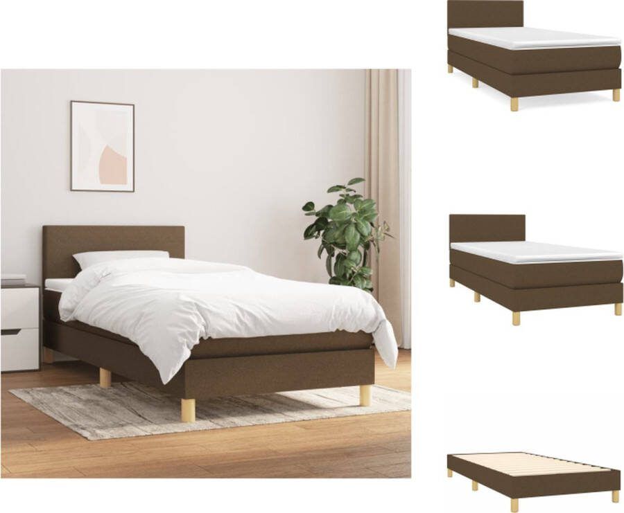 VidaXL Boxspringbed Bedframe 203x90x78 88cm Pocketvering matras 90x200x20cm Bedtopmatras 90x200x5cm Bed