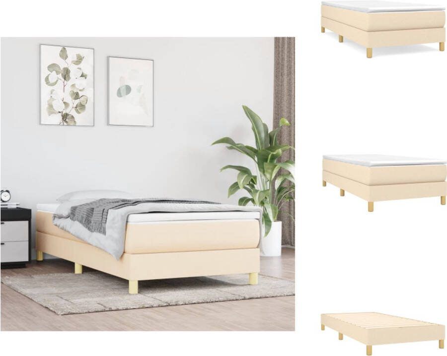 VidaXL Boxspringbed Bedframe crème Matras wit en crème Topmatras wit 203 x 100 x 25 cm 100 x 200 x 20 cm 100 x 200 x 5 cm Bed