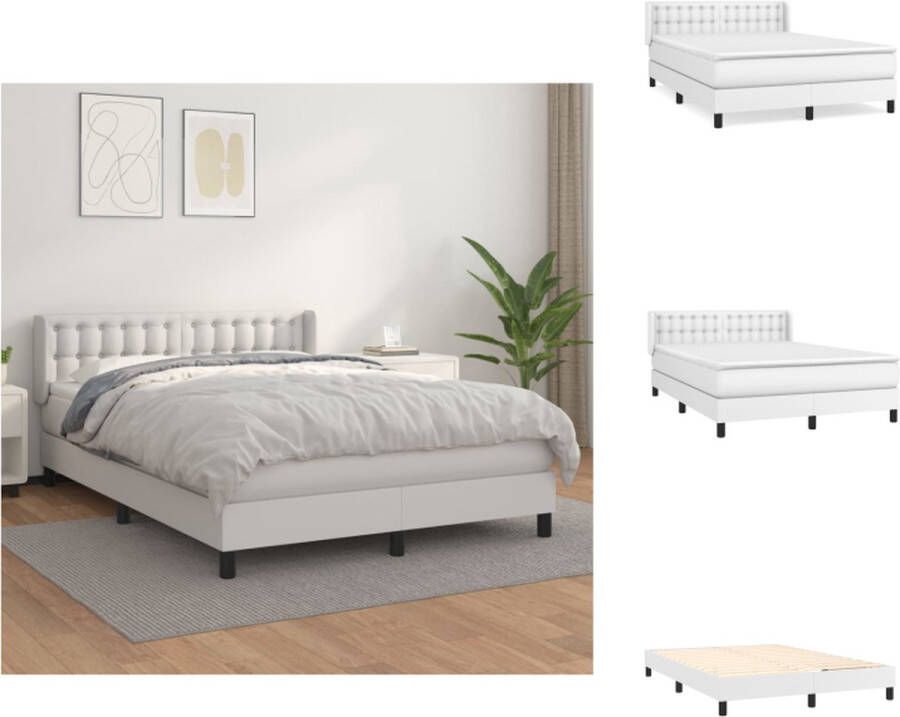 VidaXL Boxspringbed Comfort Bed 193 x 147 x 78 88 cm Kunstleer hoofdbord pocketvering matras middelharde ondersteuning huidvriendelijk topmatras Bed