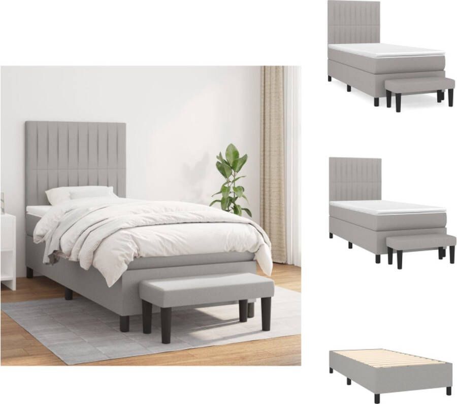 VidaXL Boxspringbed Comfort Bed 203 x 100 x 118 128 cm Lichtgrijs Pocketvering matras Bed