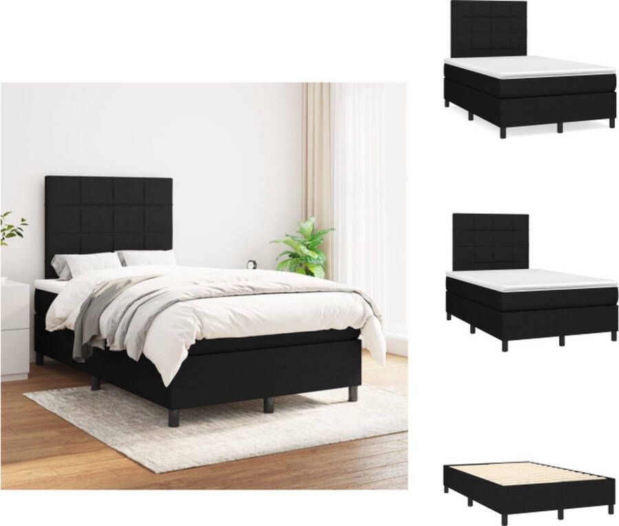 VidaXL Boxspringbed Comfort Bed 203 x 120 x 118 128 cm Zwart Pocketvering matras Bed