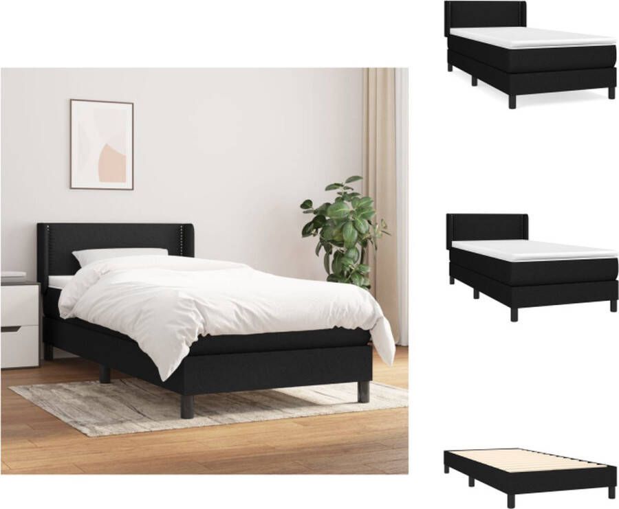 VidaXL Boxspringbed Comfort Bed 203x103x78 88cm Zwart Inclusief matras topmatras Bed