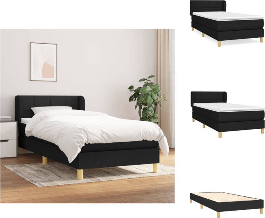 VidaXL Boxspringbed Comfort Bed 90 x 200 x 78 88 cm Duurzaam materiaal praktisch hoofdbord comfortabele ondersteuning pocketvering matras middelharde ondersteuning huidvriendelijk topmatras Bed