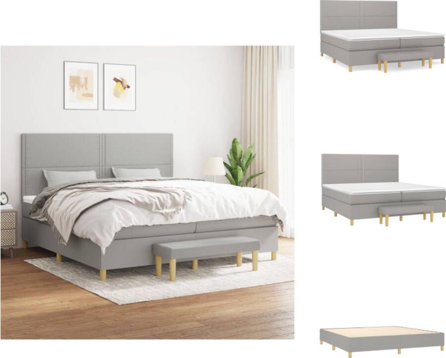 VidaXL Boxspringbed Comfort Bed Matras Topmatras Bank 203 x 200 x 118 128 cm Lichtgrijs Bed