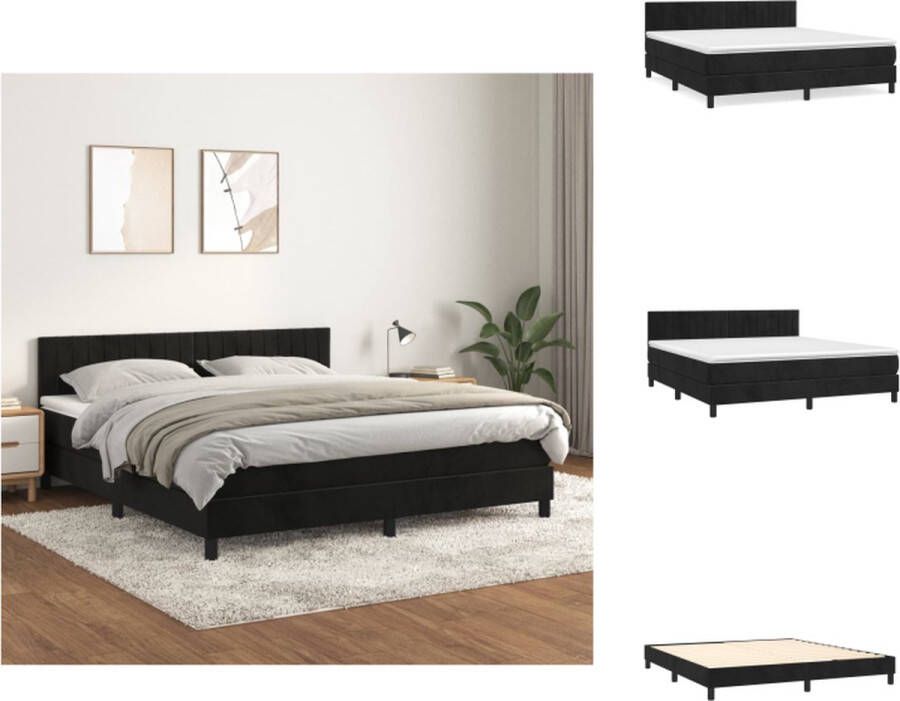 VidaXL Boxspringbed Comfort Bed (zwart) 160 x 200 x 78 88 cm Pocketvering matras Middelharde ondersteuning Huidvriendelijk topmatras(onderdeel- ) Bed