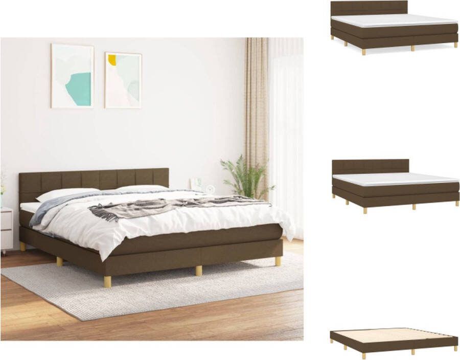 VidaXL Boxspringbed Donkerbruin stoffen bed 203 x 180 x 78 88 cm Pocketvering matras 180 x 200 x 20 cm Huidvriendelijk topmatras Montagehandleiding Inclusief bedframe hoofdeind matras en topmatras Bed