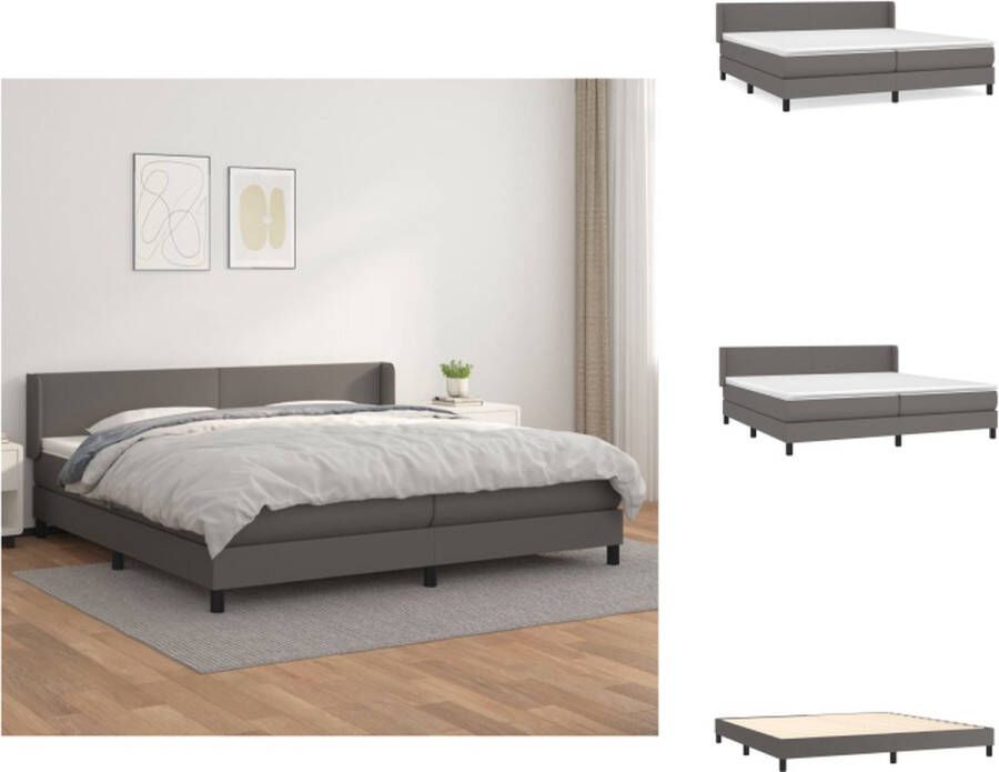 VidaXL Boxspringbed Kunstleer Grijs 203 x 203 x 78 88 cm Pocketvering matras Bed