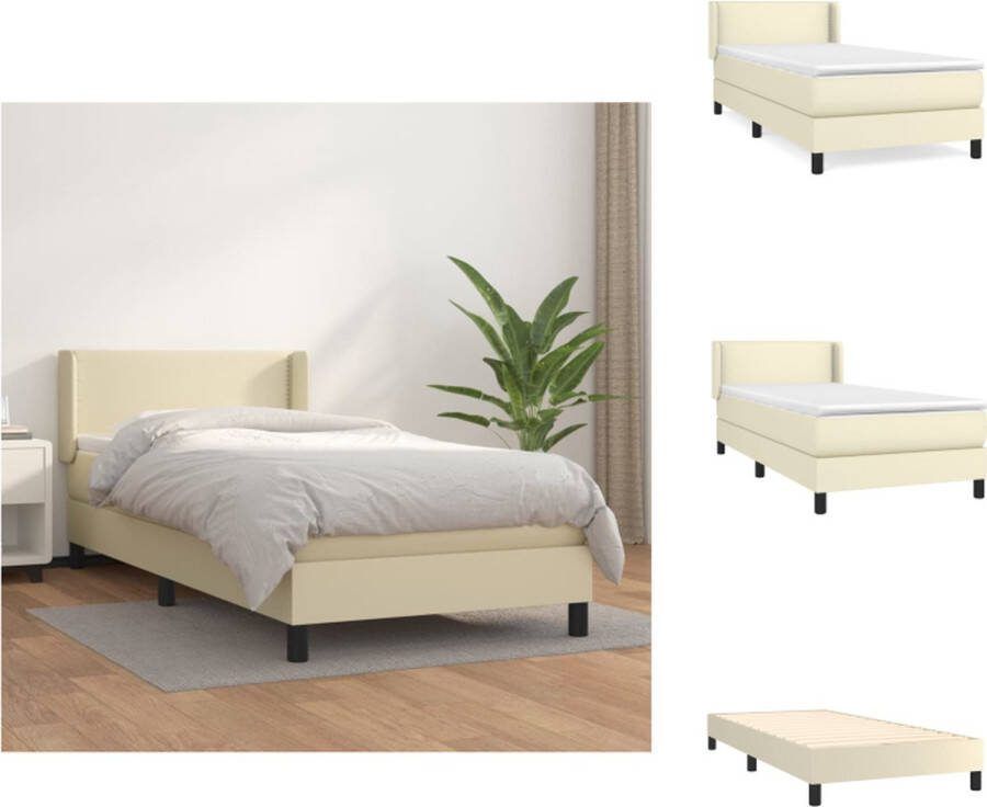 VidaXL Boxspringbed Kunstleren bedframe 203x93x78 88 cm Pocketvering matras 90x200x20 cm Topmatras 90x200x5 cm Bed