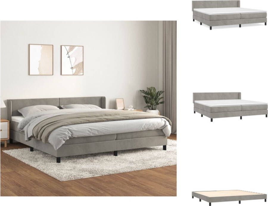 VidaXL Boxspringbed Luxe Bed 203x203x78 88 cm Zacht fluweel Praktisch hoofdbord Pocketvering matras Middelharde ondersteuning Huidvriendelijk topmatras Bed