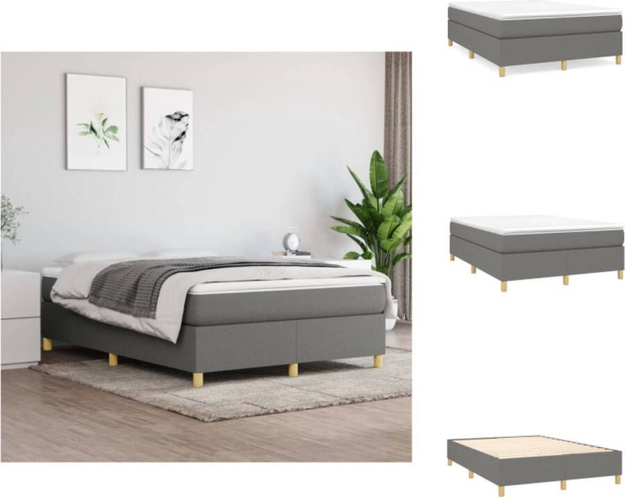 VidaXL Boxspringbed Middelharde ondersteuning Duurzaam materiaal Pocketvering matras Huidvriendelijk topmatras Multiplex lattenbodem 203x140x35cm Bed