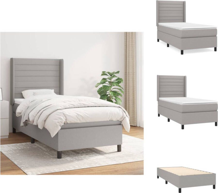VidaXL Boxspringbed naam Bed met Pocketvering Matras 80 x 200 cm Lichtgrijs Bed