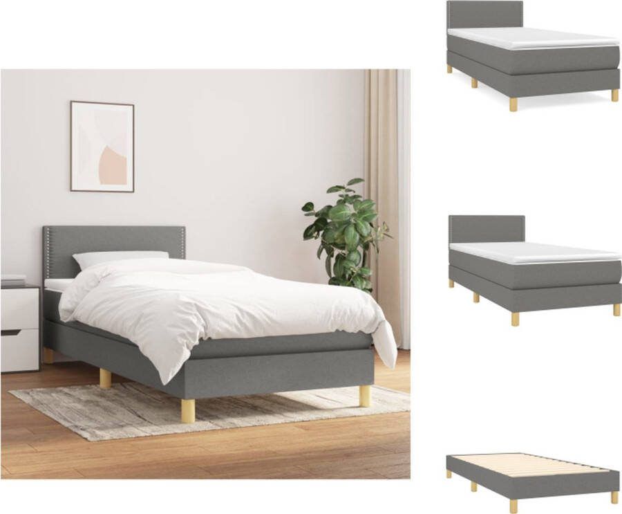 VidaXL Boxspringbed Pocketvering 100 x 200 cm Duurzaam materiaal Verstelbaar hoofdbord Middelharde ondersteuning Huidvriendelijk topmatras Montagehandleiding Bed