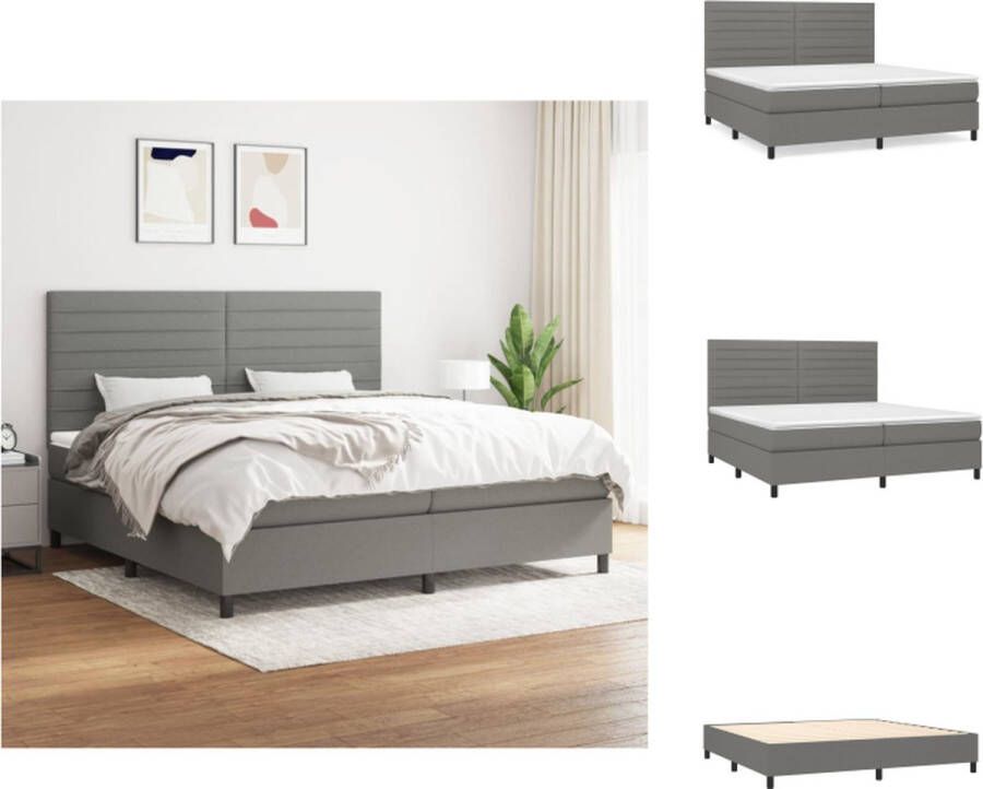 VidaXL Boxspringbed Pocketvering Donkergrijs 203 x 200 cm Verstelbaar hoofdbord Bed