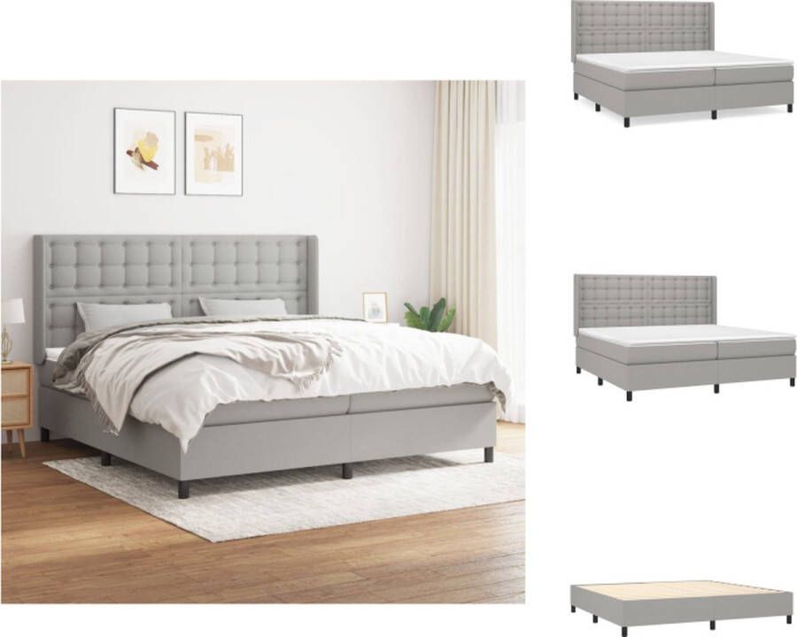 VidaXL Boxspringbed Pocketvering Lichtgrijs 203x203x118 128 cm Duurzaam stof Verstelbaar hoofdbord Middelharde ondersteuning Huidvriendelijk topmatras Inclusief montagehandleiding Bed