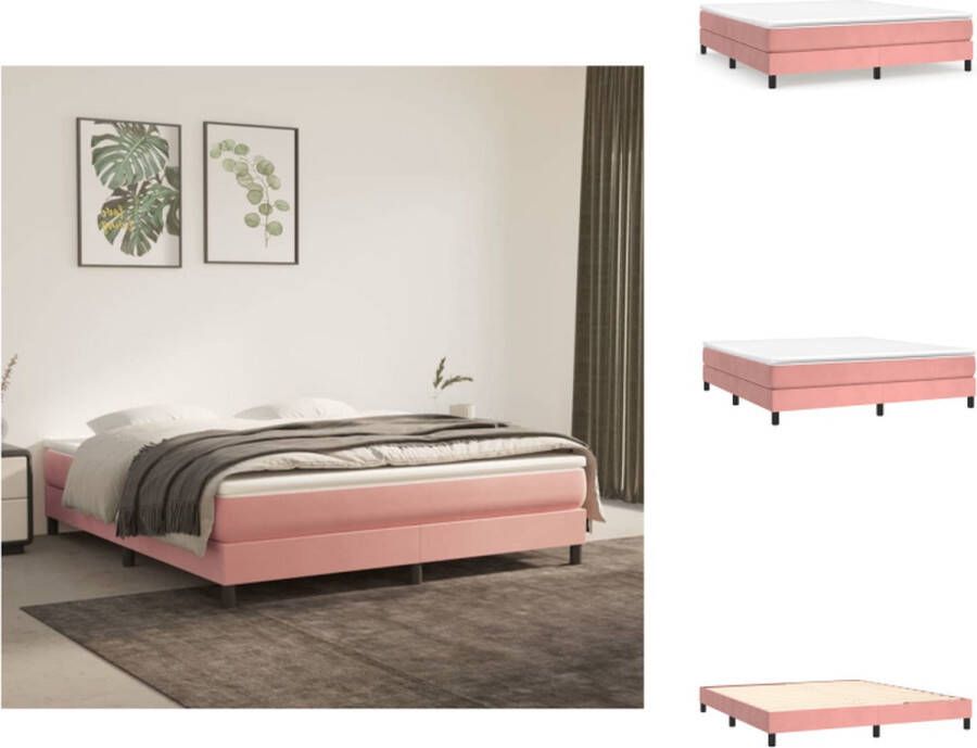 VidaXL Boxspringframe 203 x 180 x 25 cm Roze Fluweel Inclusief Montagehandleiding Bed