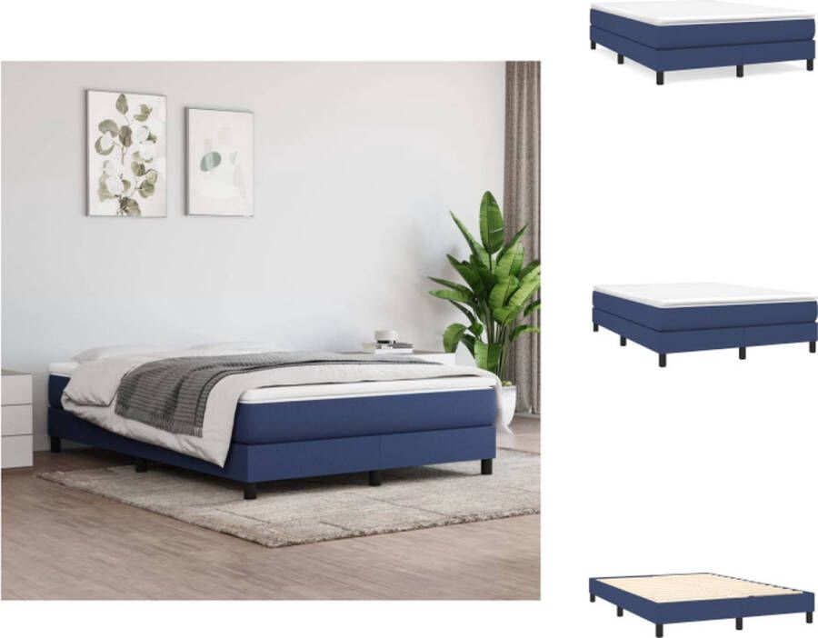 VidaXL Boxspringframe Blauw 193 x 140 x 25 cm Stof en multiplex Bed
