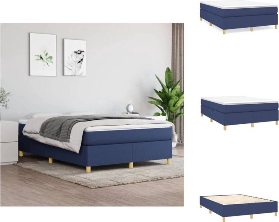 VidaXL Boxspringframe Blauw 193 x 140 x 35 cm Polyester multiplex Bed