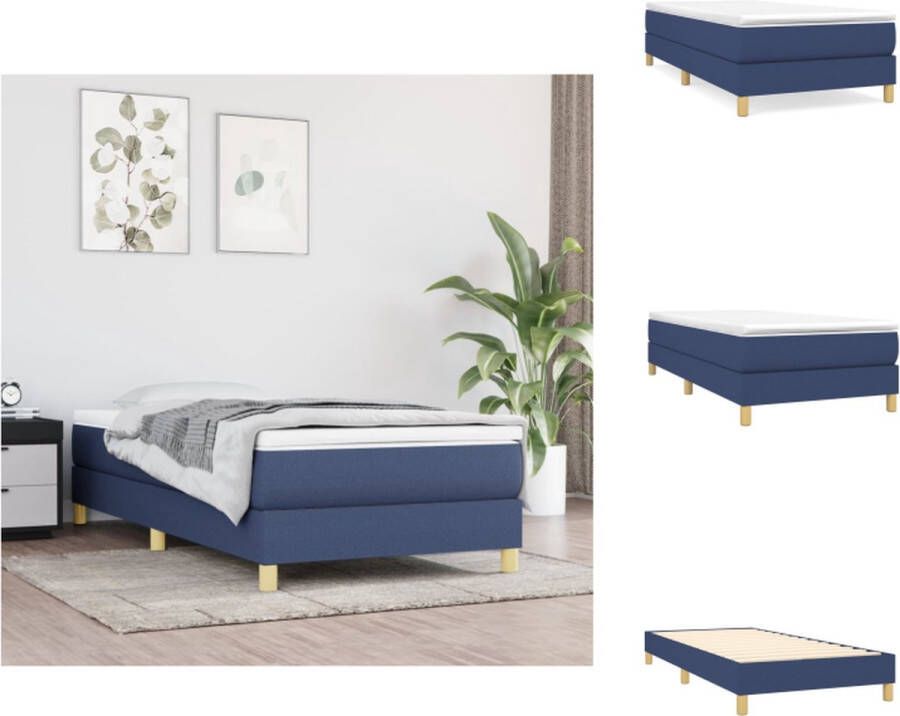 VidaXL Boxspringframe Blauw 203 x 90 x 25 cm Stof (100% polyester) Bed