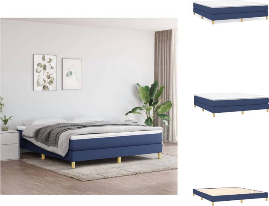 VidaXL Boxspringframe Blue 203x180x25 cm Durable fabric sturdy legs plywood slats (Bed frame only) Bed