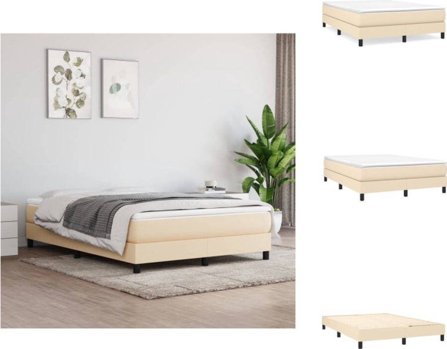 VidaXL Boxspringframe crème 193 x 140 x 25 cm ademend en duurzaam met multiplex lattenbodem Bed
