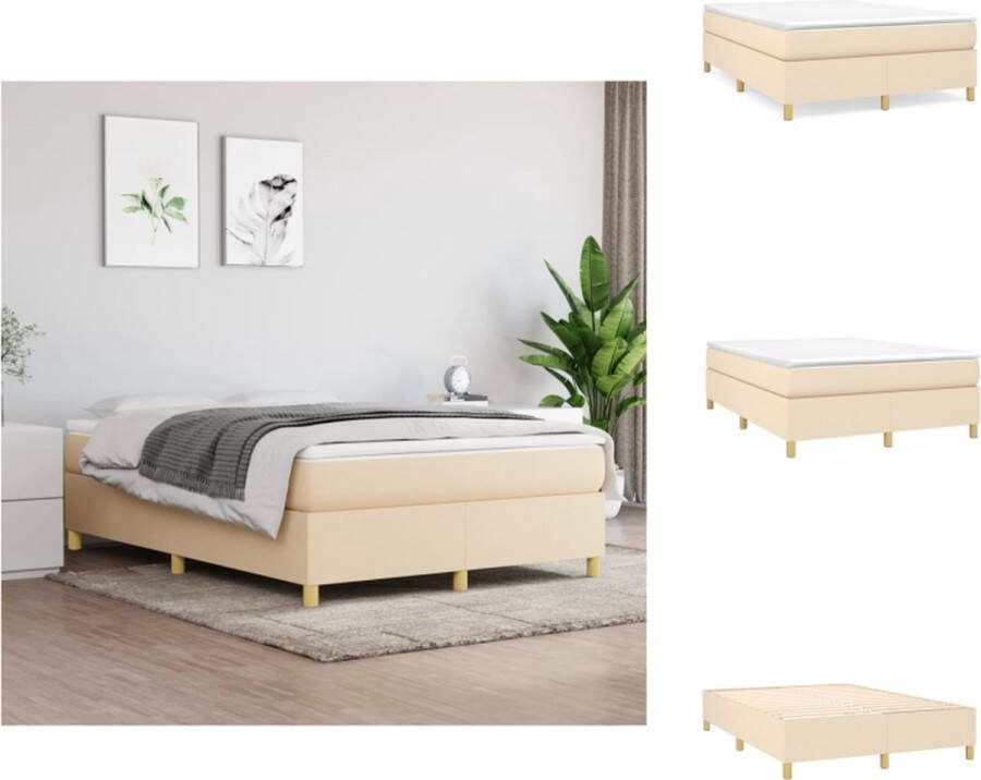 VidaXL Boxspringframe Crème 203 x 140 x 35 cm Stof en multiplex Bed
