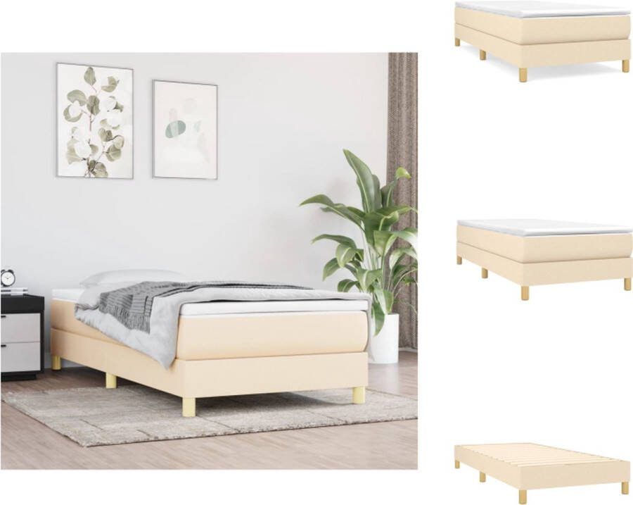 VidaXL Boxspringframe crème 203 x 80 x 25 cm duurzaam materiaal ondersteunende poten multiplex lattenbodem Bed