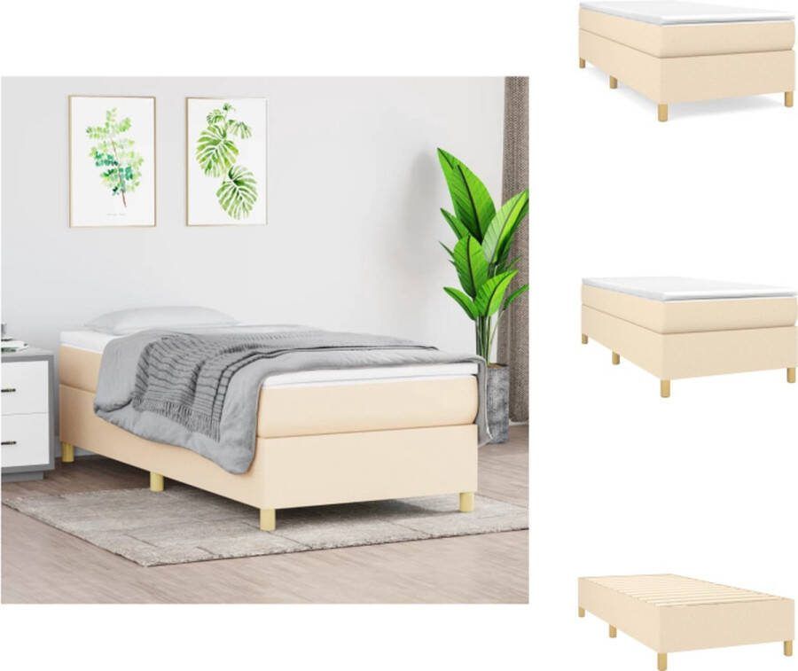 VidaXL Boxspringframe crème 203 x 80 x 35 cm stof (100% polyester) en multiplex Bed