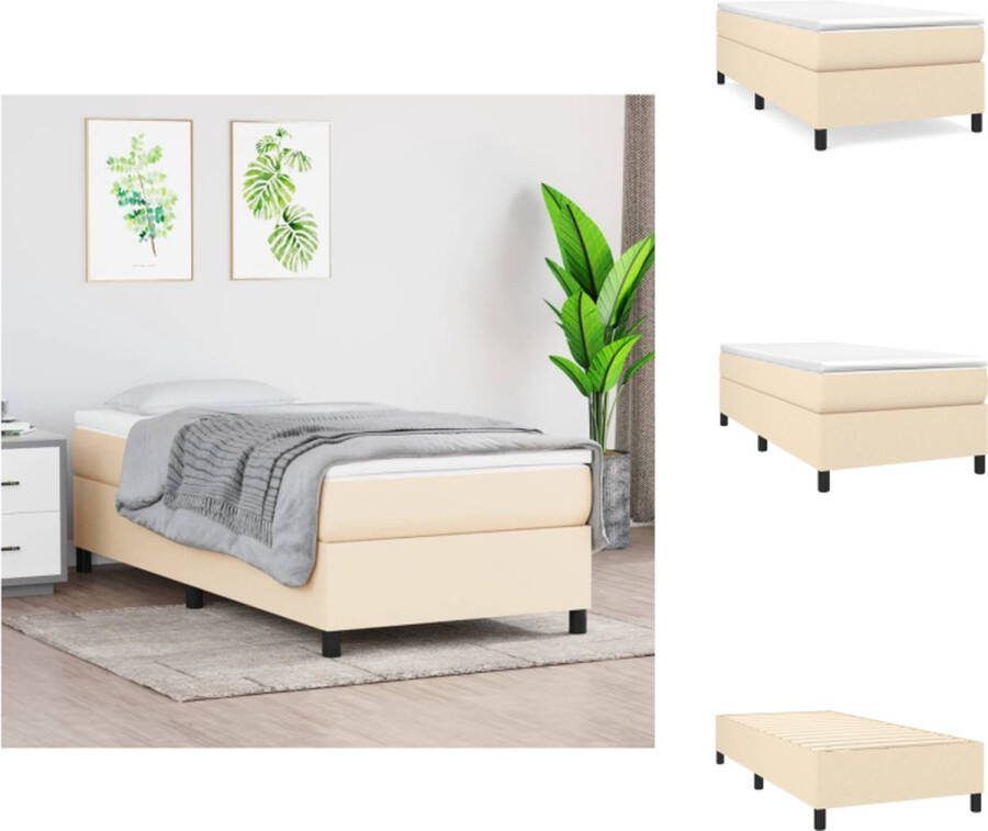 VidaXL Boxspringframe crème 203x80x35 cm stof multiplex Duurzaam materiaal Ondersteunende poten Bed