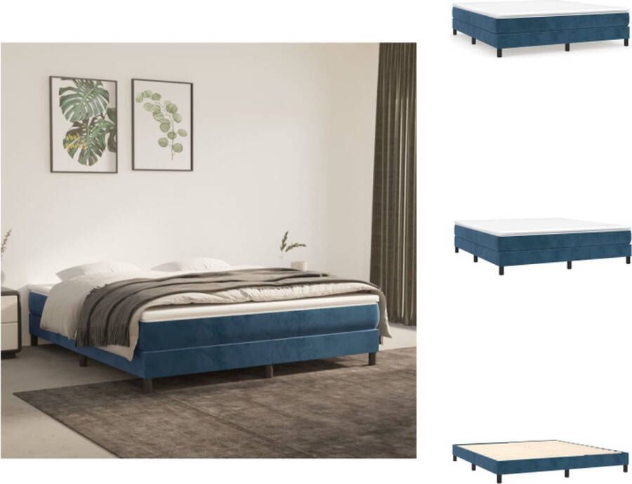 VidaXL Boxspringframe Donkerblauw 203 x 160 x 25 cm Stof (100% polyester) Bed