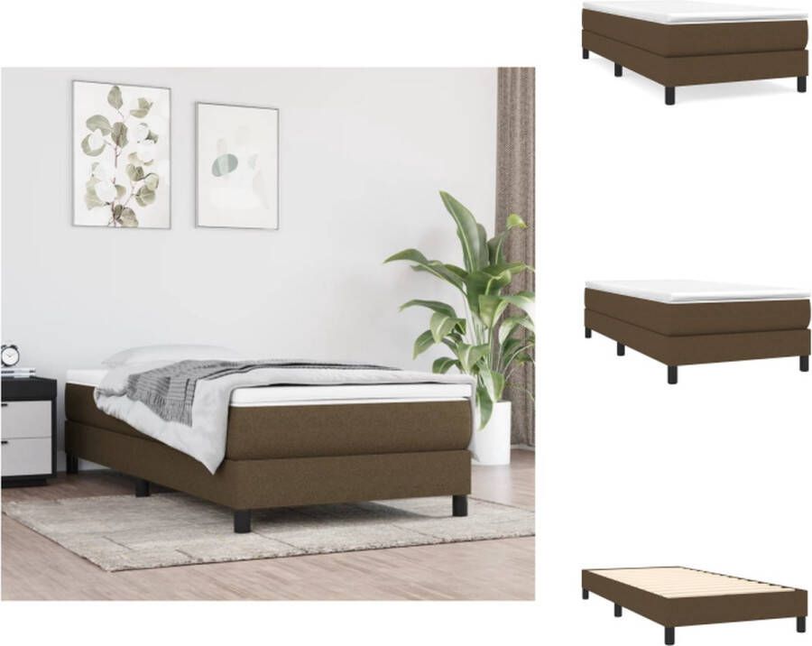 VidaXL Boxspringframe donkerbruin 203 x 100 x 25 cm stof en multiplex Bed