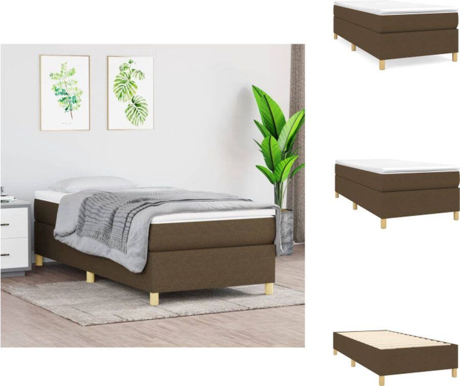 VidaXL Boxspringframe Donkerbruin 203x90x35 cm Stof Polyester Multiplex Matras 90x200 cm Duurzaam materiaal Bed