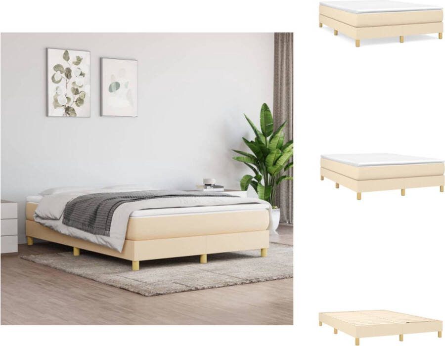 VidaXL Boxspringframe Duurzaam Bedframe Afmeting- 193 x 140 x 25 cm Kleur- Crème Bed