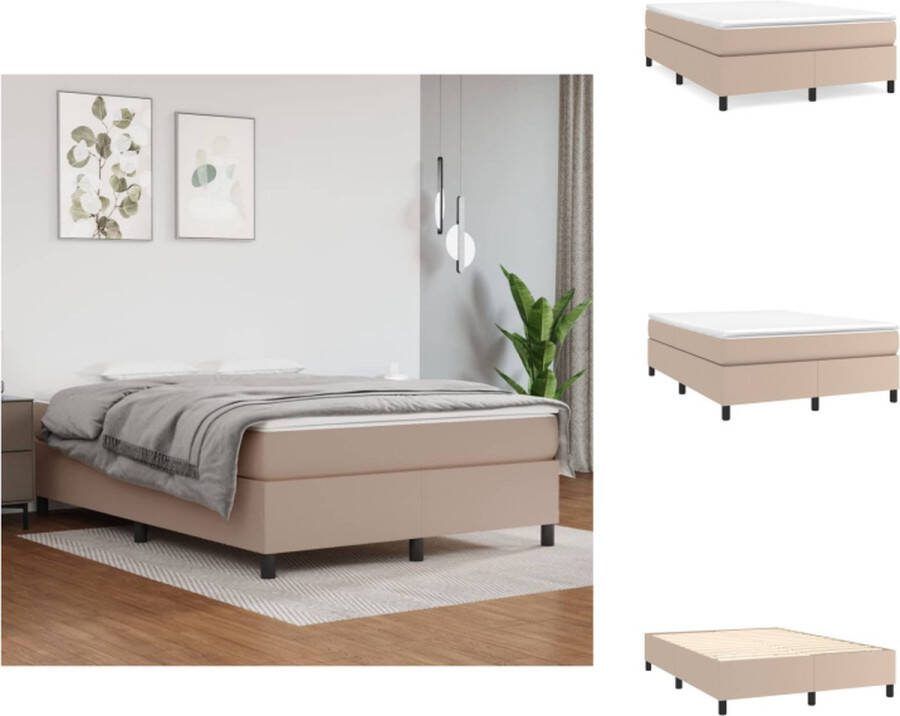 VidaXL Boxspringframe Kunstleer Multiplex lattenbodem Cappuccino 193 x 140 x 35 cm Geschikte matras 140 x 190 cm Bed